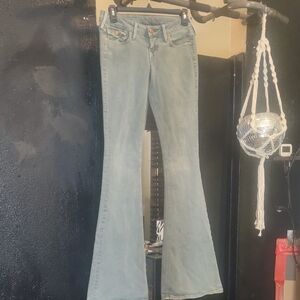True Religion Blue Flare Wide Leg Jeans